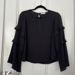 Bell sleeve, ruffle blouse